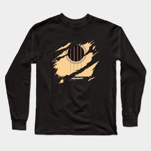 Ripped Ukulele Natural Color Long Sleeve T-Shirt